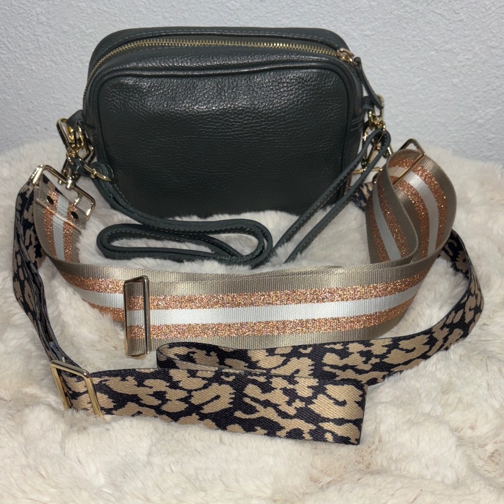 Ellie Beaumont Stylish Green Leather with 3 Crossbody’s Bag